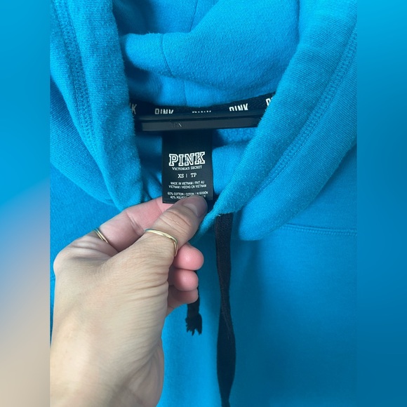 PINK Cowl-Neck Light Blue Hoodie - Picture 2 of 3